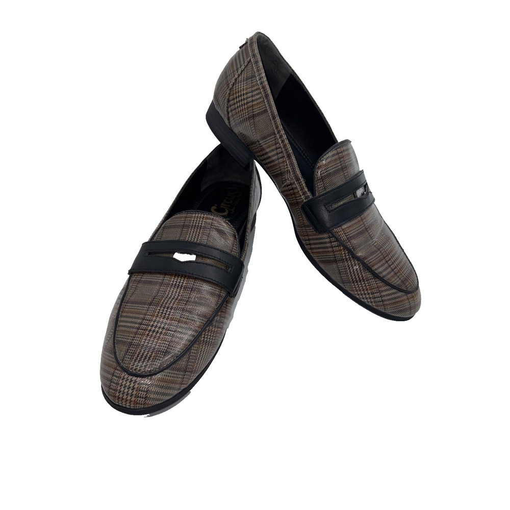 Sam Edelman Womens Hannon Beige Plaid Slip‎ Circus On Penny Loafers Size 10